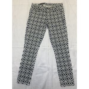 J.‎ Crew Womens Toothpick Ankle Skinny White Black Geometric Jean Size 29 (a1)